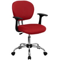 Flash Furniture H-2376-F-RED-ARMS-GG Mid-Back Red Mesh Office Chair with Nylon Arms and Chrome Base