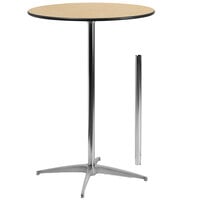 Flash Furniture Lars 30 inch Round Birchwood Cocktail Table with 30 inch / 42 inch Columns