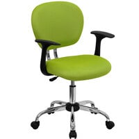 Flash Furniture H-2376-F-GN-ARMS-GG Mid-Back Apple Green Mesh Office Chair with Nylon Arms and Chrome Base