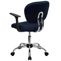 Flash Furniture H-2376-F-NAVY-ARMS-GG Mid-Back Navy Mesh Office Chair with Nylon Arms and Chrome Base
