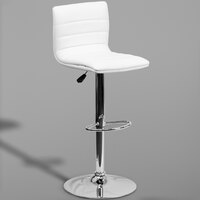 Flash Furniture CH-92023-1-WH-GG White Vinyl Contemporary Adjustable Height Barstool
