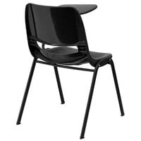 Flash Furniture RUT-EO1-BK-LTAB-GG Black Ergonomic Shell Chair with Left Handed Flip-Up Tablet Arm