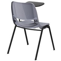 Flash Furniture RUT-EO1-GY-LTAB-GG Gray Ergonomic Shell Chair with Left Handed Flip-Up Tablet Arm