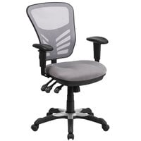 Flash Furniture HL-0001-GY-GG Mid-Back Gray Mesh Office Chair with Triple Paddle Control and Infinite-Locking Back Angle