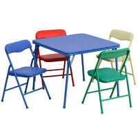 Flash Furniture JB-9-KID-GG 24 inch x 24 inch x 20 1/4 inch Kids Folding Table Set with 4 Assorted Color Chairs