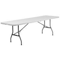 Flash Furniture RB-3096FH-GG 30 inch x 96 inch Rectangular Granite White Bi-Fold Plastic Folding Table with Carrying Handle