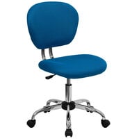 Flash Furniture H-2376-F-TUR-GG Mid-Back Turquoise Mesh Office Chair with Chrome Base