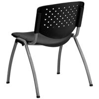 Flash Furniture RUT-F01A-BK-GG Hercules Series Black Plastic Stack Chair with Titanium Frame