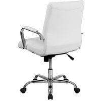 Flash Furniture GO-2286M-WH-GG Mid-Back White Leather Swivel Office Chair with Chrome Base and Arms