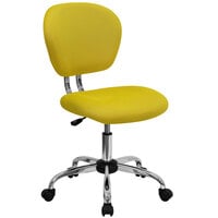 Flash Furniture H-2376-F-YEL-GG Mid-Back Yellow Mesh Office Chair with Chrome Base
