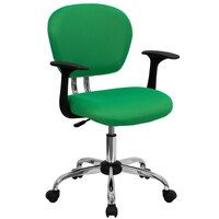 Flash Furniture H-2376-F-BRGRN-ARMS-GG Mid-Back Bright Green Mesh Office Chair with Nylon Arms and Chrome Base