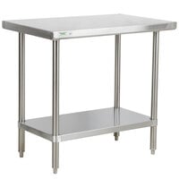 Regency 30" x 36" 16-Gauge 304 Stainless Steel Commercial Work Table with Undershelf