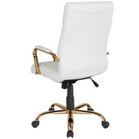 Flash Furniture GO-2286H-WH-GLD-GG High-Back White Leather Swivel Office Chair with Gold Base and Arms
