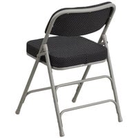 Flash Furniture AW-MC320AF-BK-GG Hercules Series Premium Curved Triple Braced & Double Hinged Black Pin-Dot Fabric Metal Folding Chair