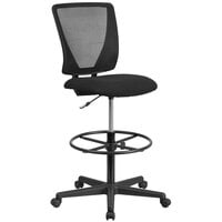 Flash Furniture GO-2100-GG Mid-Back Black Mesh Drafting Chair with Foot Ring