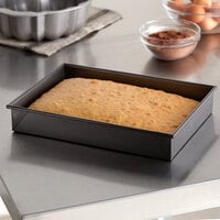 13 inch x 9 inch x 2 1/4 inch Non-Stick Aluminized Steel Rectangular Cake Pan