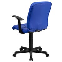 Flash Furniture GO-1691-1-BLUE-A-GG Mid-Back Blue Quilted Vinyl Office Chair / Task Chair with Arms