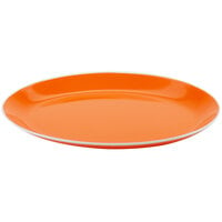 GET OP-1080-TG Settlement Oasis 10" x 7 3/4" Tangerine Orange Melamine Oval Coupe Platter with White Trim - 12/Case
