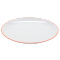 GET BF-1050-GF Settlement Oasis 10 1/2" White Melamine Round Coupe Dinner Plate with Grapefruit Pink Trim - 12/Case