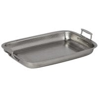 American Metalcraft THRC21 21 inch x 14 inch Rectangular Hammered Stainless Steel Serving / Display Pan
