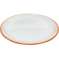 GET BF-710-TG Settlement Oasis 7" White Melamine Round Coupe Bread / Side Dish Plate with Tangerine Orange Trim - 12/Case