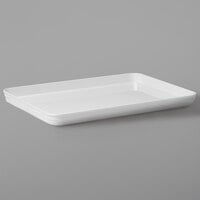 American Metalcraft BL14W Del Mar 14 inch x 10 inch Rectangular White Plastic Stackable Serving Tray / Lid