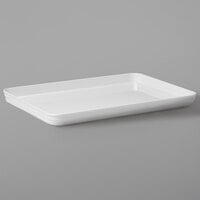 American Metalcraft BL14W Del Mar 14" x 10" Rectangular White Plastic Stackable Serving Tray / Lid