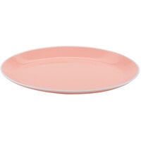 GET OP-1080-GF Settlement Oasis 10" x 7 3/4" Grapefruit Pink Melamine Oval Coupe Platter with White Trim - 12/Case