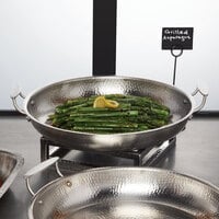 American Metalcraft THRD17 17 inch Round Hammered Stainless Steel Serving / Display Pan