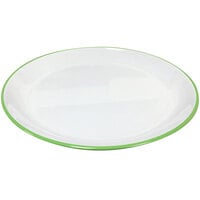 GET BF-710-AP Settlement Oasis 7 inch White Melamine Round Coupe Bread / Side Dish Plate with Apple Green Trim - 12/Case