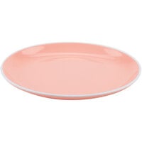 GET BF-950-GF Settlement Oasis 9 1/2" Grapefruit Pink Melamine Round Coupe Dinner Plate with White Trim - 24/Case