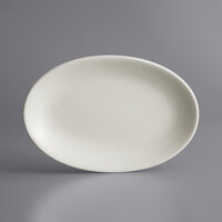 Acopa 11 3/4 inch x 8 inch Ivory (American White) Oval Coupe Stoneware Platter - 12/Case