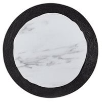 American Metalcraft MWR14 14 inch Round White Marble / Black Slate Two-Tone Melamine Serving Platter