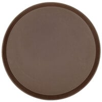 Cambro 1600TL138 Treadlite 16" Round Brown Non-Skid Treadlite Fiberglass Serving Tray - 12/Case