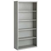 Hirsh 21997 Light Gray 5-Shelf Welded Steel Bookcase - 34 1/2 inch x 13 inch x 72 inch