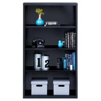 Hirsh 21993 Black 4-Shelf Welded Steel Bookcase - 34 1/2 inch x 13 inch x 60 inch