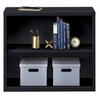 Hirsh 21987 Black 2-Shelf Welded Steel Bookcase - 34 1/2 inch x 13 inch x 30 inch