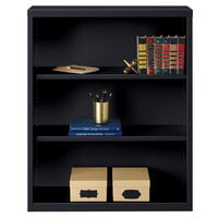 Hirsh 21990 Black 3-Shelf Welded Steel Bookcase - 34 1/2 inch x 13 inch x 42 inch
