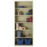 Hirsh 21998 Putty 6-Shelf Welded Steel Bookcase - 34 1/2 inch x 13 inch x 82 inch