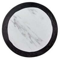 American Metalcraft MWR16 16" Round White Marble / Black Slate Two-Tone Melamine Serving Platter