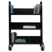 Hirsh Industries 21789 30 3/4 inch x 13 inch x 46 1/4 inch Black 3-Shelf Book Cart