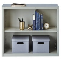 Hirsh 21988 Light Gray 2-Shelf Welded Steel Bookcase - 34 1/2 inch x 13 inch x 30 inch