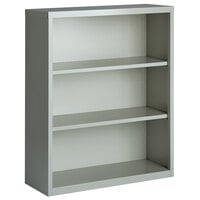 Hirsh 21991 Light Gray 3-Shelf Welded Steel Bookcase - 34 1/2 inch x 13 inch x 42 inch