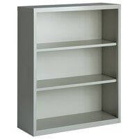 Hirsh 21991 Light Gray 3-Shelf Welded Steel Bookcase - 34 1/2" x 13" x 42"