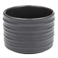 American Metalcraft PCG4 4 oz. Round Gray Porcelain Sauce Cup with Ribbed Sides