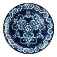 American Metalcraft BLUP11 Isabella 11 inch Round Blue / White Floral Melamine Plate