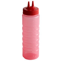 Vollrath 2324C-02 Traex® Color-Mate™ 24 oz. Red Twin Tip™ Ridged Wide Mouth Squeeze Bottle