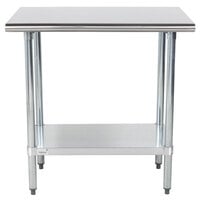 Advance Tabco GLG-363 36" x 36" 14 Gauge Stainless Steel Work Table with Galvanized Undershelf