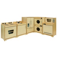 Whitney Brothers WB6400N 95 inch x 15 inch x 35 inch Contemporary Children's Complete Natural Wood Kitchen Set