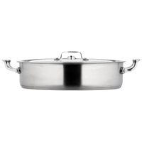 Bon Chef 60032HL Cucina 9 Qt. Stainless Steel Induction Brazier Pan with Hinged Cover